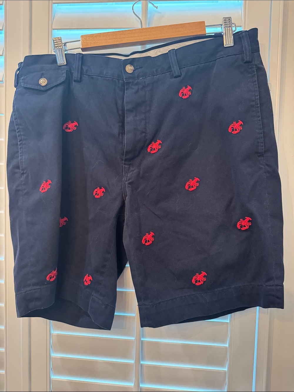 Polo by Ralph Lauren Navy Shorts with Red Embroidered Motifs